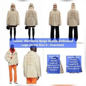 We11done Beige Sherpa Embossed Logo Jacket Size S - Oversized